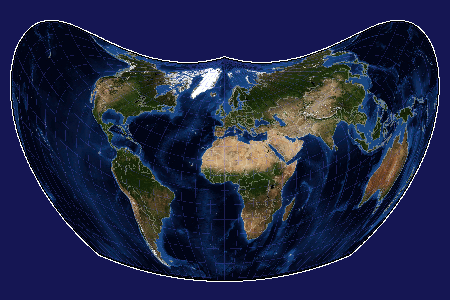 Weltkugel in Ptolemäus-Projektion