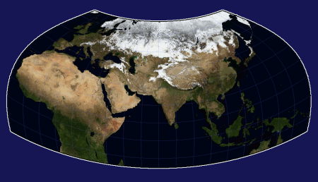 Eurasien und Nordafrika in Ptolemäus-Projektion